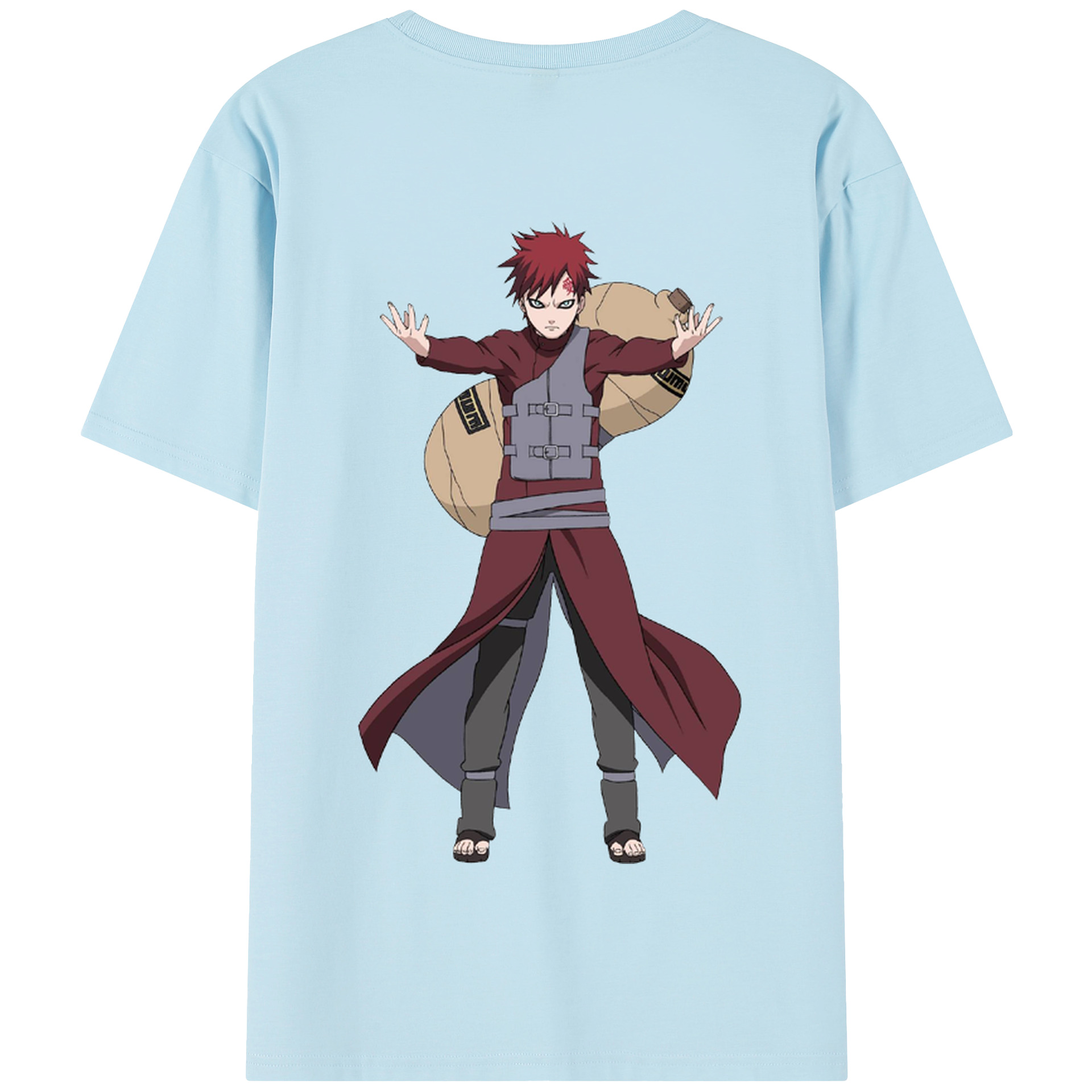 （画像用） NARUTO -ナルト- ガアラ Gaara 綿100％半袖Tシャツ（背面プリント）